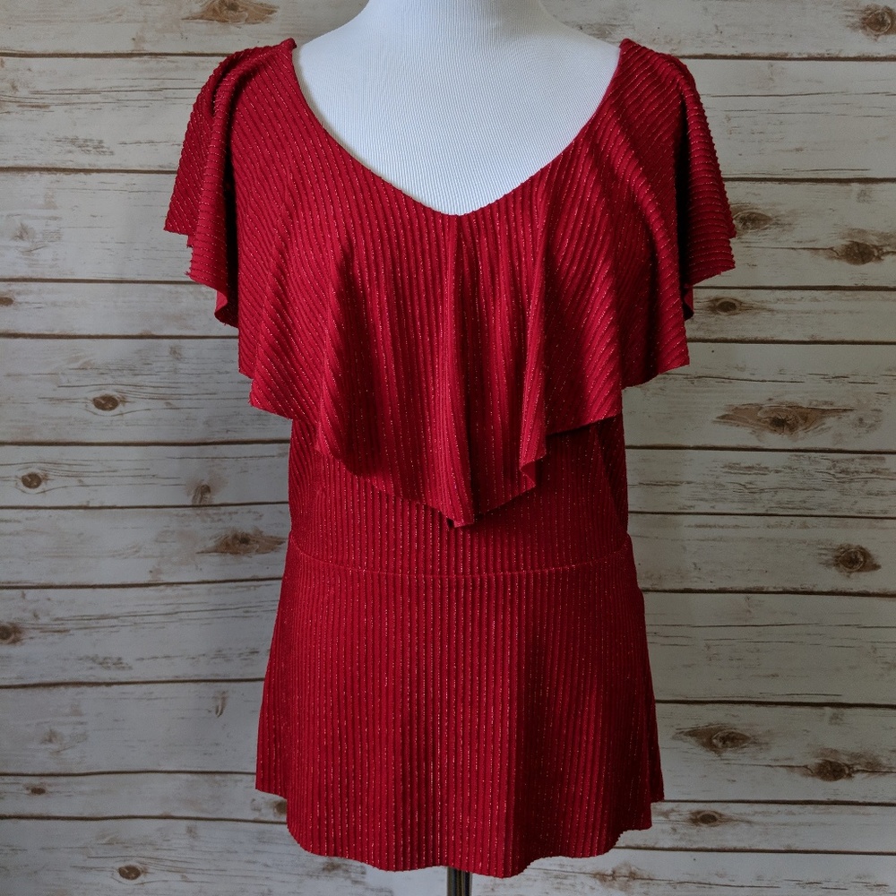 🍋5 FOR $25🍋 Adrianna Papell Red Ruffle Top